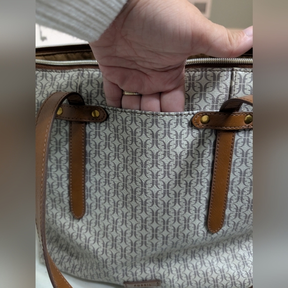 Fossil Felicity Signature Tote Handbag, Taupe/Tan - Picture 2 of 6